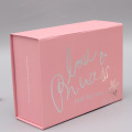 Custom Silver Logo Pink Packaging Magnetic Flap Box