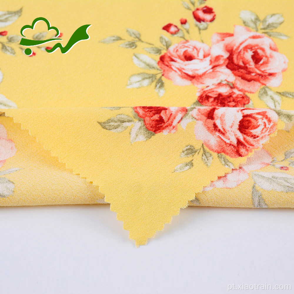 Tecido de raiom de viscose crepe estampado com flores