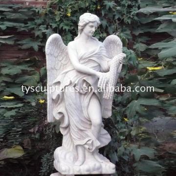 Custom Size white marble angel sculpture stone large standing angel statue