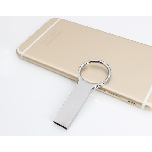 Mini metalen USB-stick met sleutelhanger