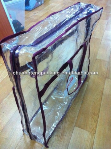 Pvc zip bag transparent PVC handle packaging bags for blanket