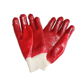 Guantes recubiertos de PVC rojo con forro de felpa