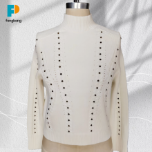 Beaded Embroidery High-Neck Sweater in Black