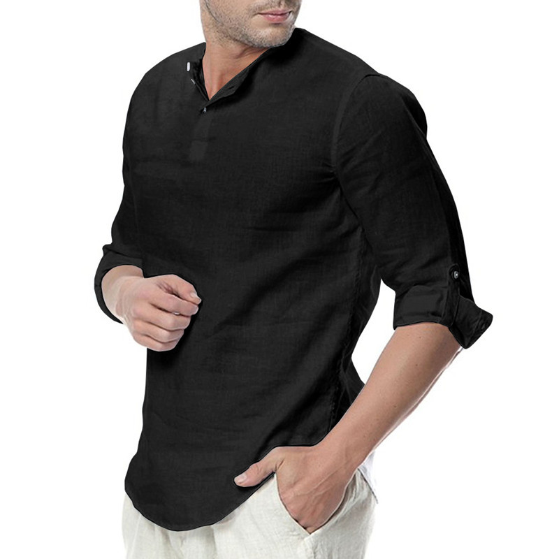 Men's simple fashion matching shirt with casual long sleeve shirt