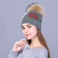 Female winter hat knitted women Sequin embroidery