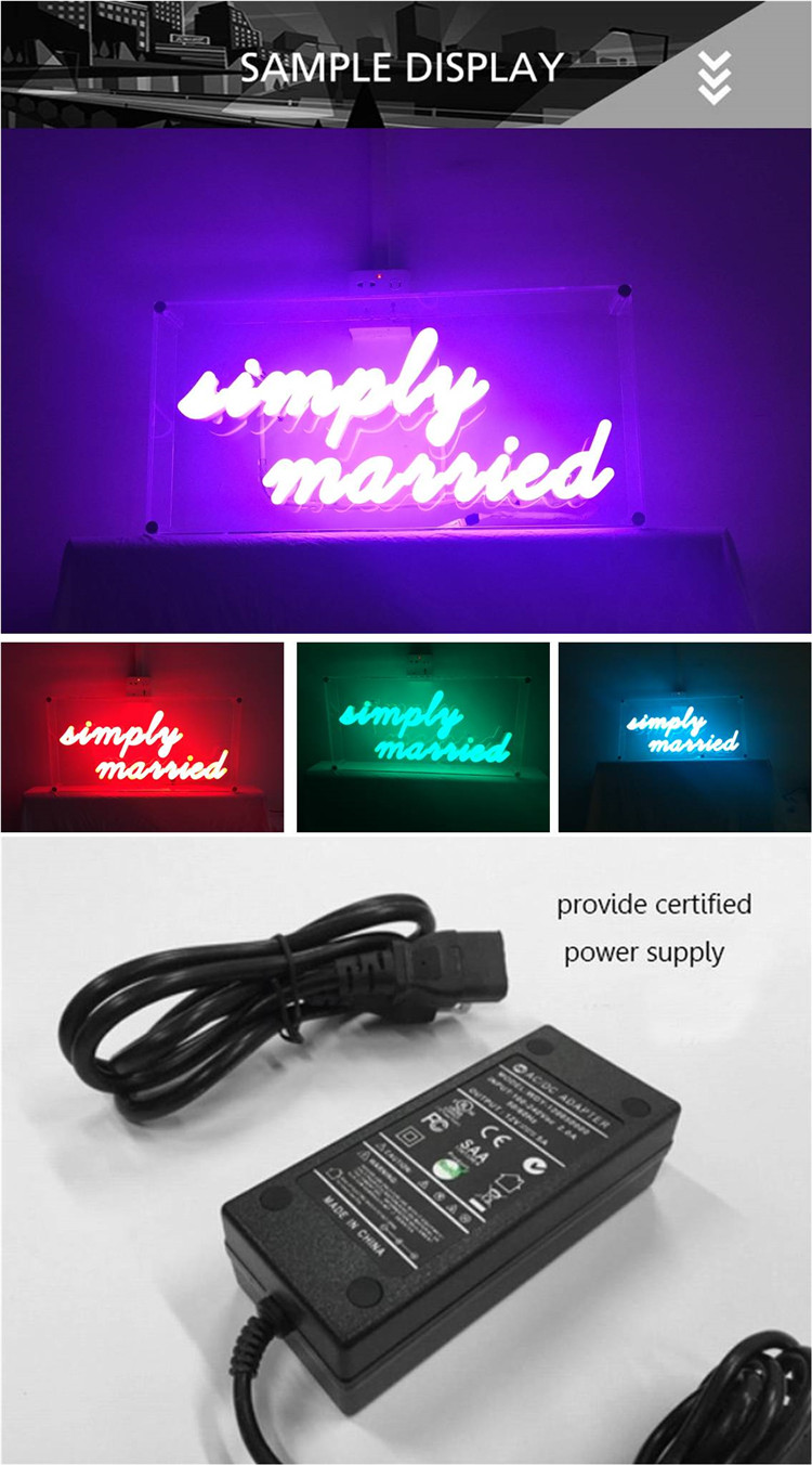 DINGYI SIGN Wholesale Rgb Color Changing Wedding Illuminated 3D Led Acrylic Neon Light Sign Custom Made