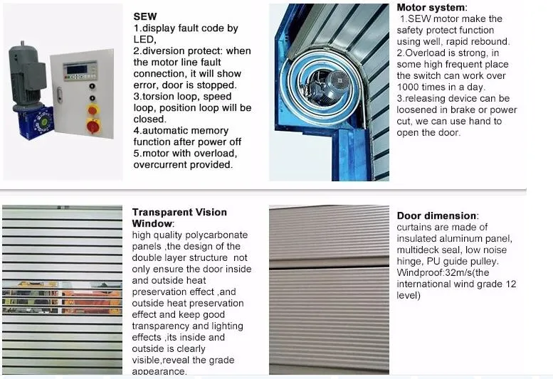Industrial Aluminum Alloy Fast Acting Spiral Shutter High Speed Roll up Door with Control System PLC