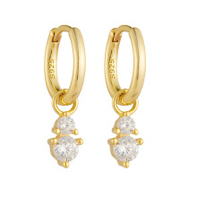 New Zircon Silver Hoop Earrings S925 Hypoallergenic