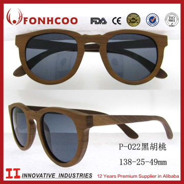 FONHCOO OEM Factory Trendy Men Dark Walnut Wooden Sunglasses Made By Hand