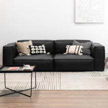 Black Synthetic Leather Down-Filled Removable Cover Sectional Sofa in a Box