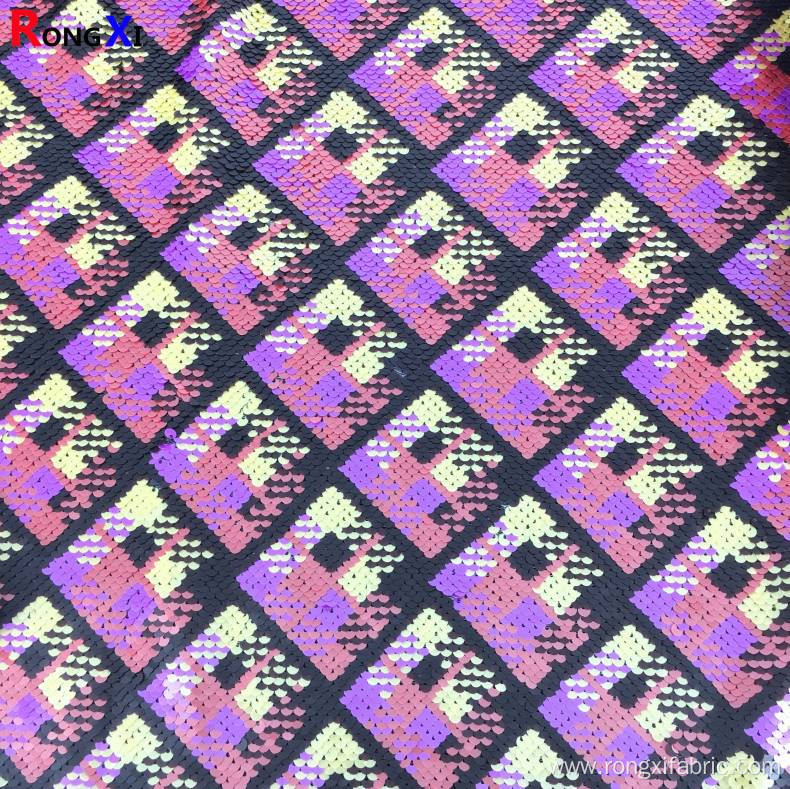 5mm Grid Shape Lilac Spangle Velvet Sequin Fabric
