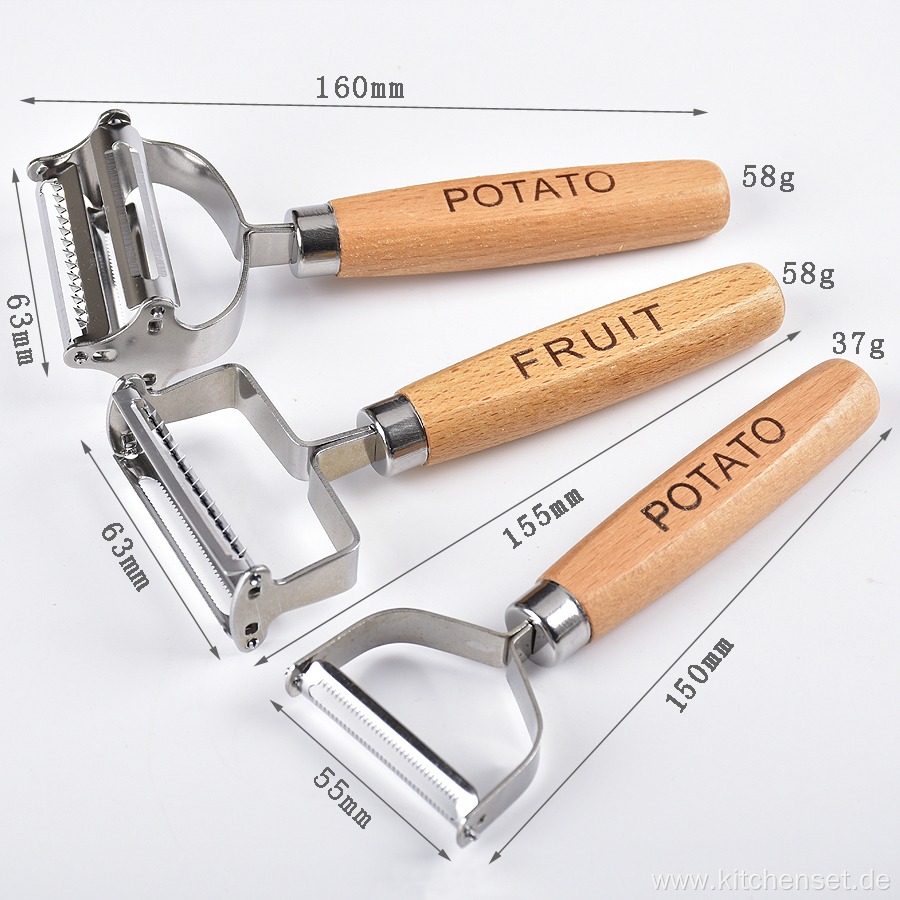 Wooden stainless steel potato fruit peeler