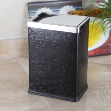 Leather Covered Stainless Steel Top Push Dustbin (GA-10LC)