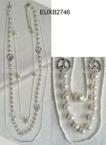 pearls necklace/beaded necklace/beads necklace/long chain necklace/pearls jewelry/ peace necklace/china wholesale