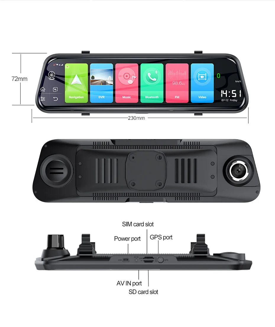 Z55 10inch 4G Rear View Mirror Car DVR Dash Cam Camera Recording Adas RAM2GB ROM16GB