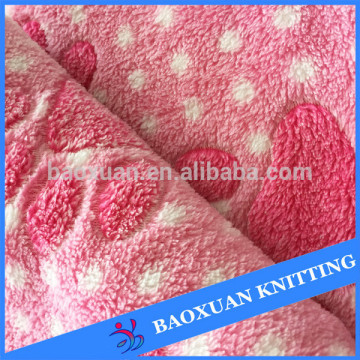 delicate coral fleece fabric promotional 3d footprints embossed fabric for rest blanket