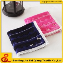 Wholesale ladies lace handkerchief cotton lace edged hand towel