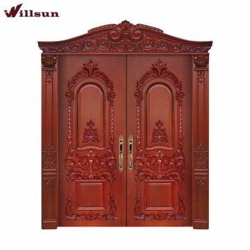 Exquisite Carved Wood Door Luxury Cherry Solid Wood Entry Door Hotel Main Door