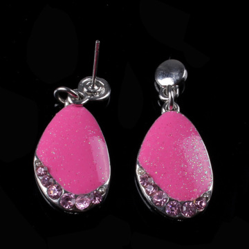 Custom pink tear drop pear shaped drop earrings for cute girls