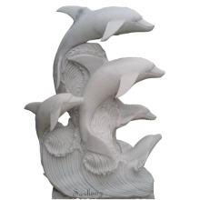 Beautiful white marble garden dolphin statue