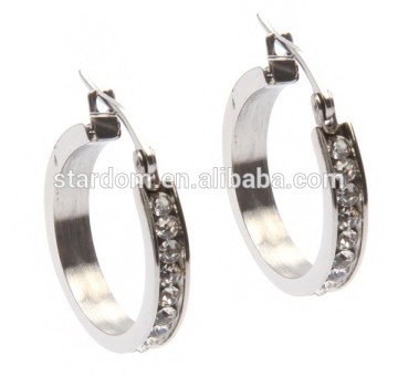 Plain stainless steel hot selling earring!CZ beads earring!!