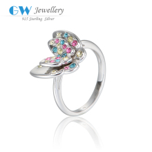 925 Sterling Silver Butterfly Pave Zircon Women Engagement Top Designer Rings