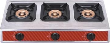 3 burner gas cooking range stainless steel