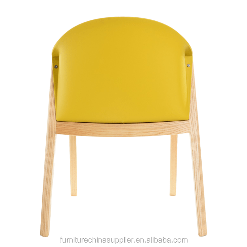 Modern plastic pp seat dinning chair solid wooden armchair lounge chair for restaurant