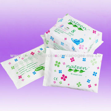 Cotton Sanitary Napkins with Soft Cotton Surface, Breathable Back Sheet