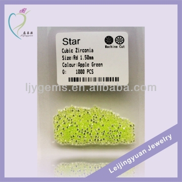 Brilliant Cut 1.5mm Apple Green Cubic Zirconia gemstone jewelry