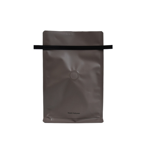 Blok Bawah 12oz Black Aluminium Foil Coffee Bag dengan Valve