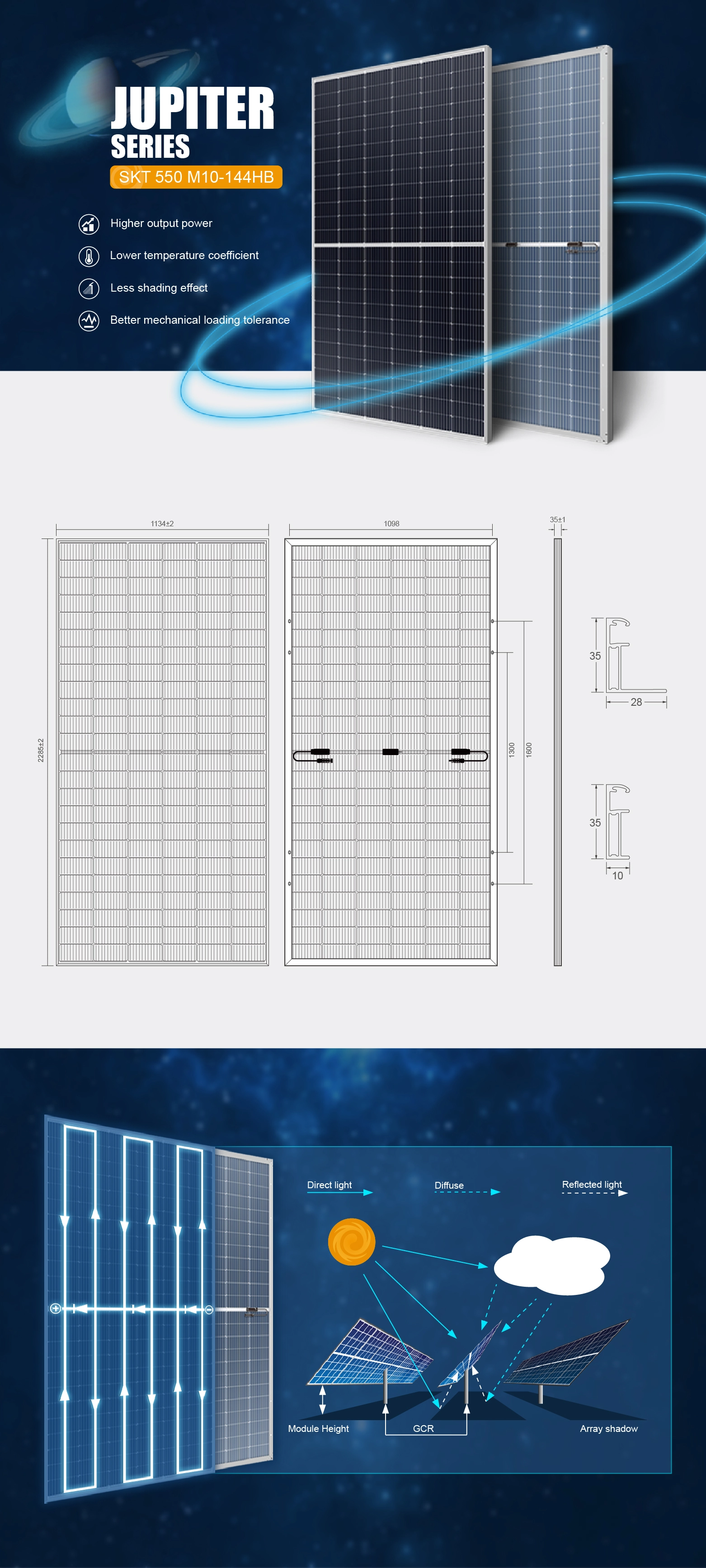 Panel solar mono de medio corte 550w 550w half cut mono solar panel
