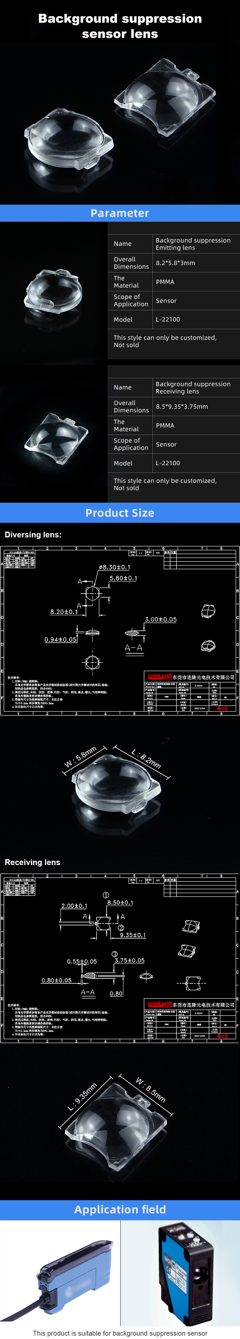 Background Rejection Receiving Emission Lenses