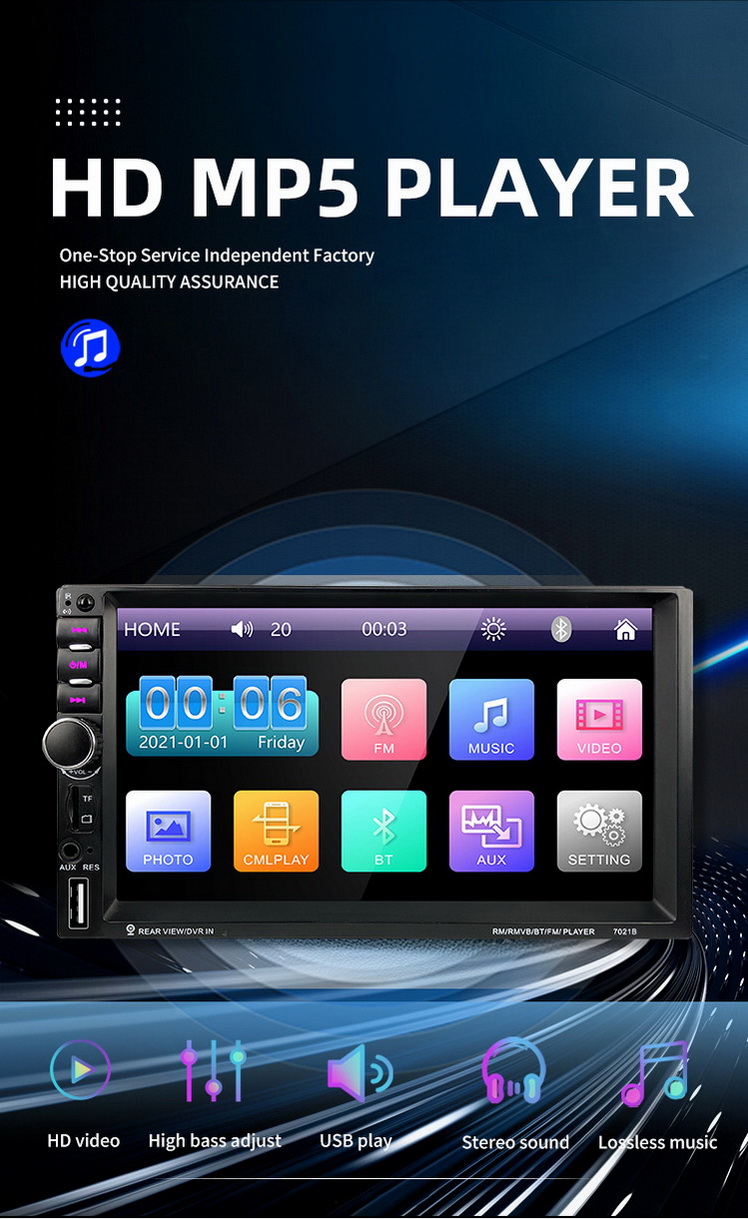 Multifunctional car MP5 with bluetooth