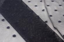 Nylon Metallic Spandex Black Dots Mesh Fabric