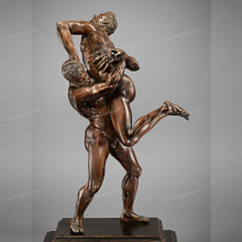 Western art brass nude man sculpture bronze sculpture of a man wresting another man
