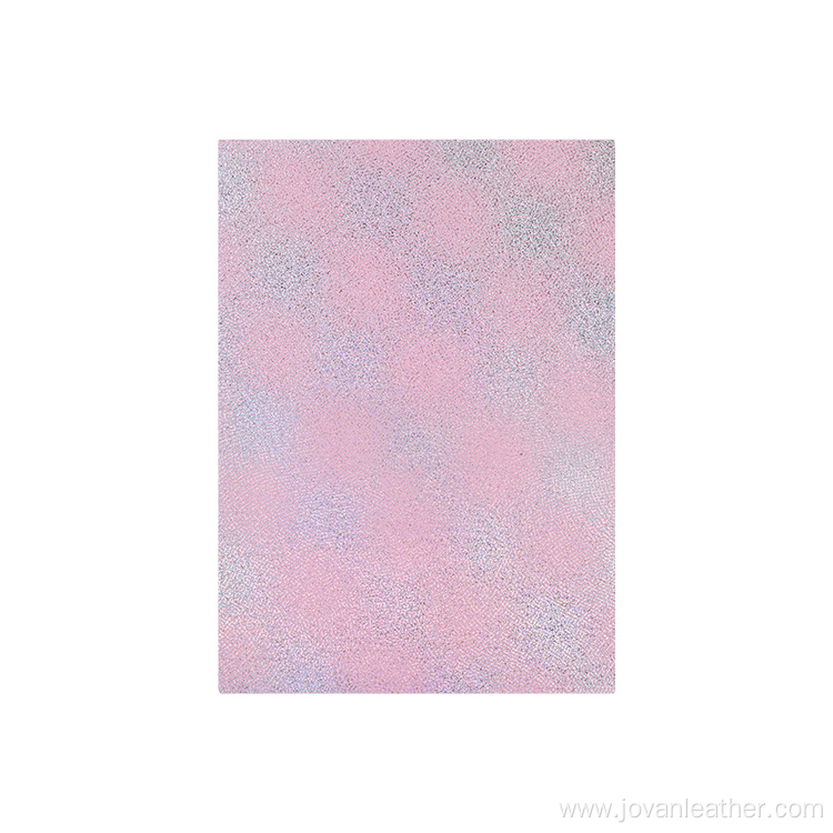 Pink Glitter Film Printing Faux Artificial Leather