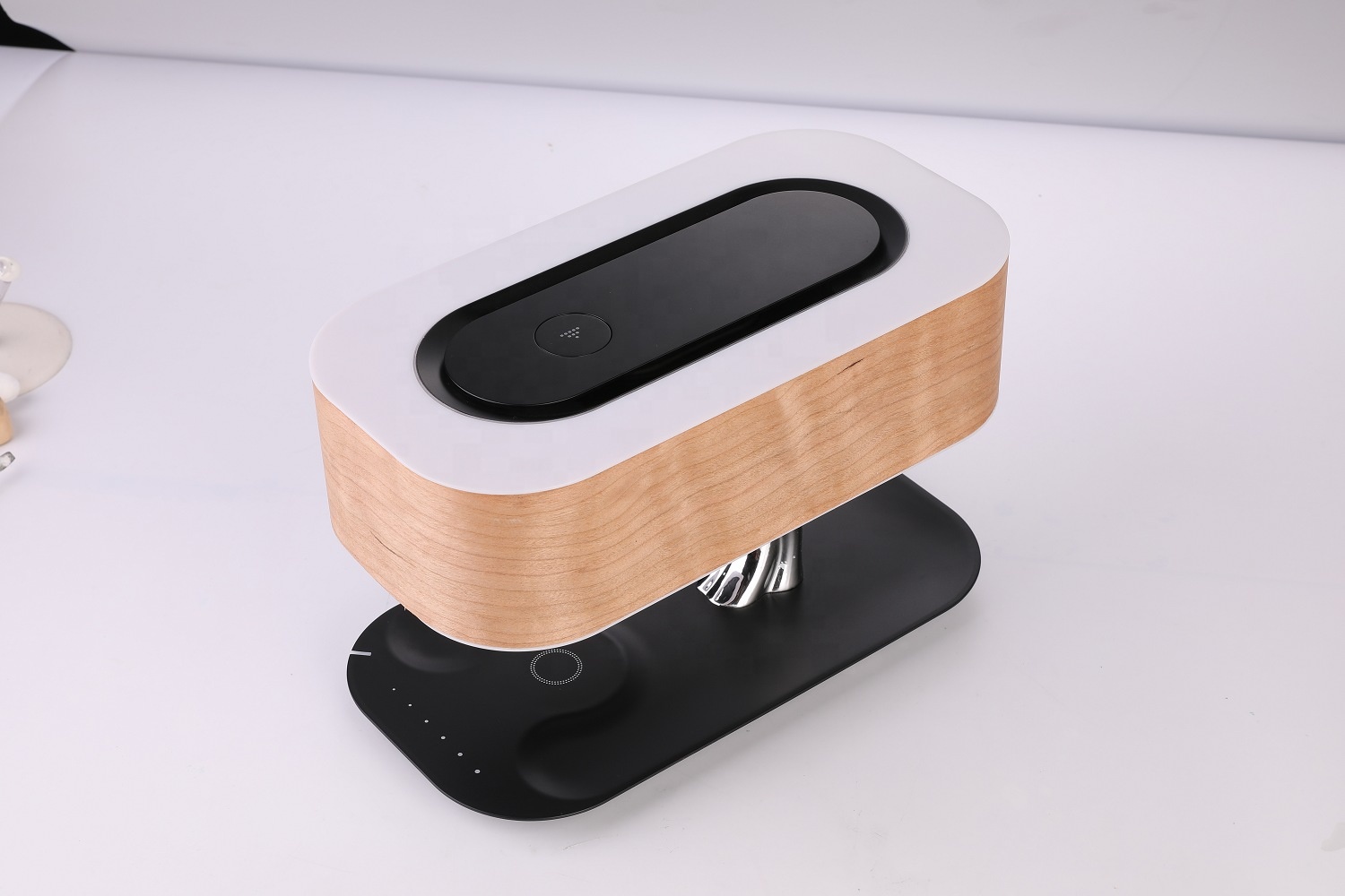 5W wooden bedroom Desk Touch Led Wireless Charging table Lamp With Speaker indoor