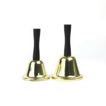 Golden Wood Handle Call Bell - Superior Quality Steel Silver Handheld Tea Office School Desk Bell