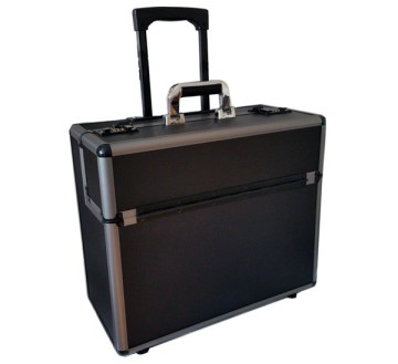 Wheeled Aluminium Black Pilot Briefcase for Travel and Work