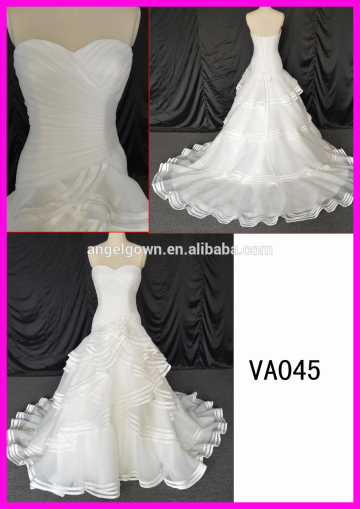 Chiffon mermaid wedding dress of lace up ruffles mermaid weddding dress