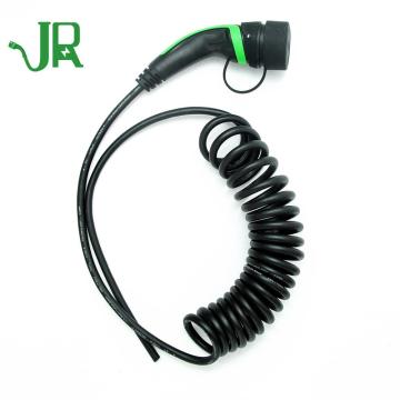 Female Plug 32A ev Type2 Tethered Spiral Cable