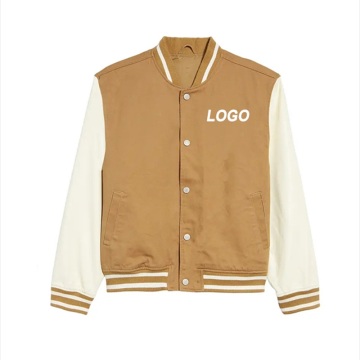 Brown Men's Long Baseball Jacket