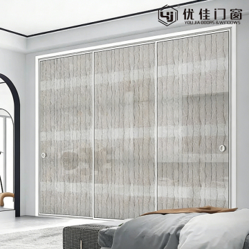 Modern Minimalist Three Panel Glass Sliding Door