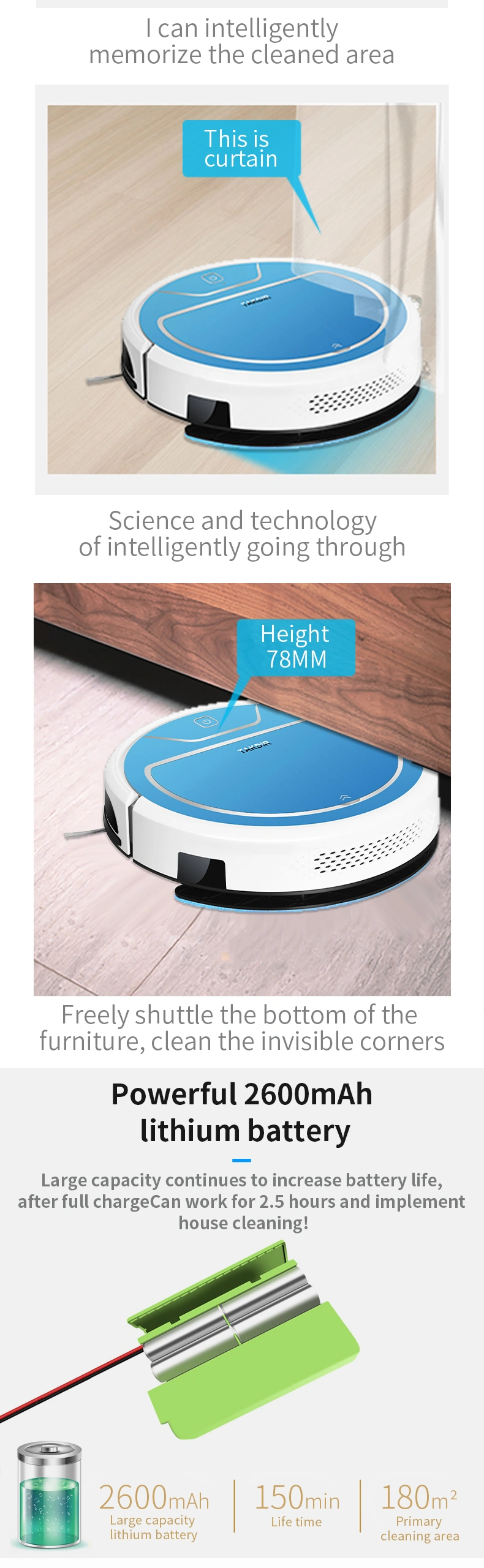 Best Gyroscope Navigation Smart Robot Cleaning Vacuum Cleaner and Smart Sweeping Robot