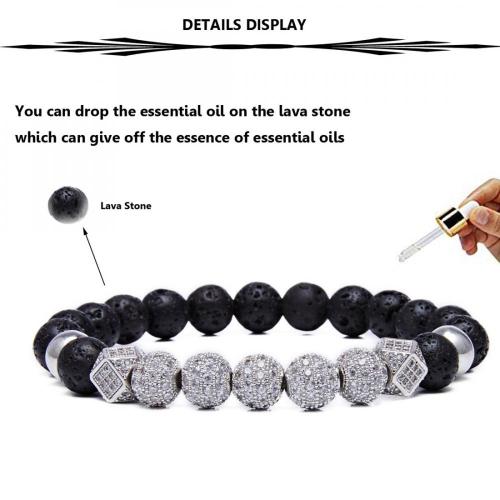 8MM Lava Rock Beads Bracelet for Men Women Essential Oil Beaded Healing Anxiety Bracelets Gift for Father's Day