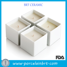 Square white ceramic candle jars wholesale