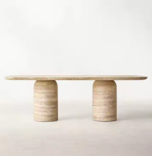 Modern White Limestone Travertine Dining Table for Home & Hotel