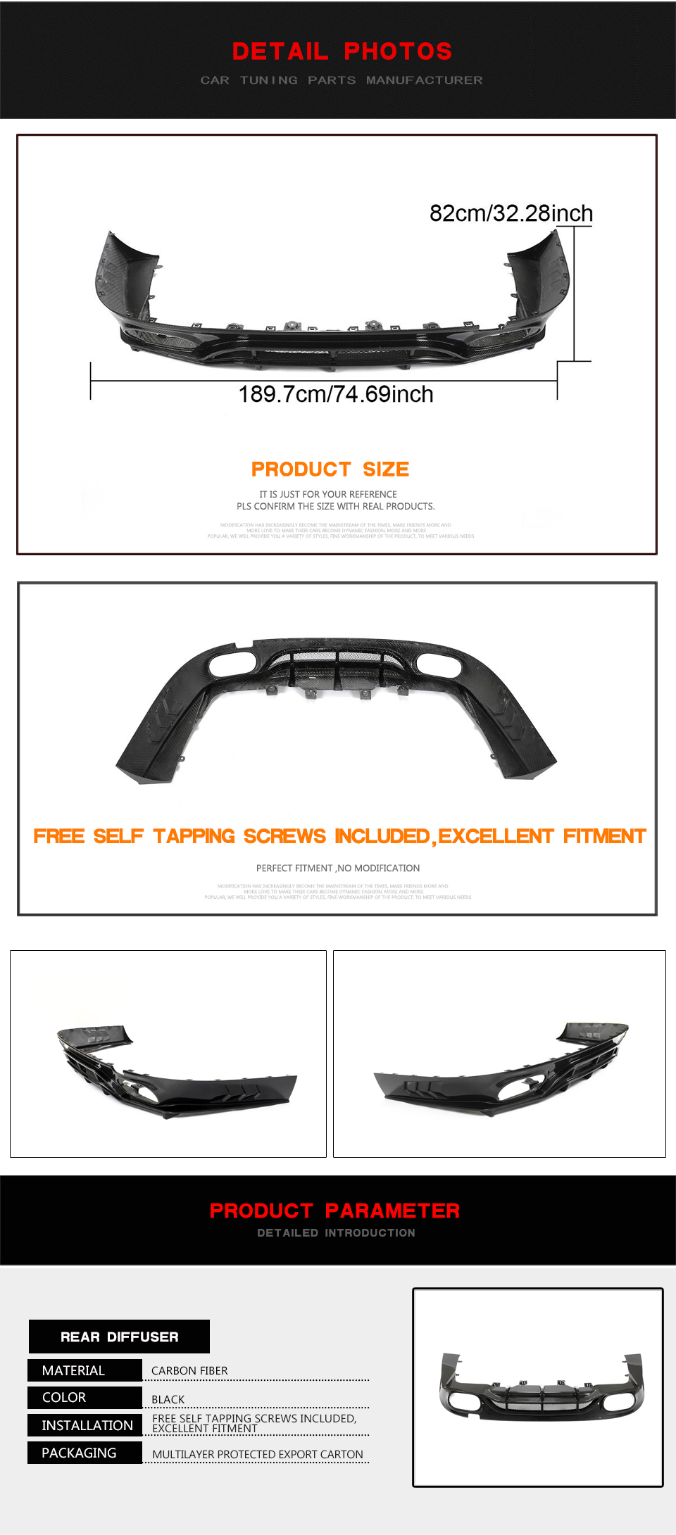 Dry Carbon Fiber X290 Rear Bumper Lip for Mercedes Benz AMG GT 53 GT 43 4-Door 2019 2020