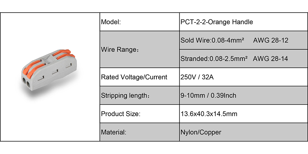 PCT-2-2 orange handle -quick splice terminals